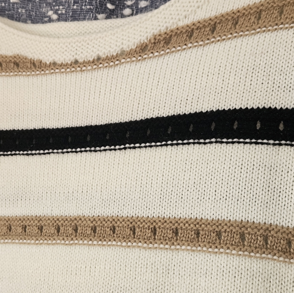 Zeagoo Black and Tan Crew Neck Sweater with Stripes Plus Size 2XL - Picture 3 of 5